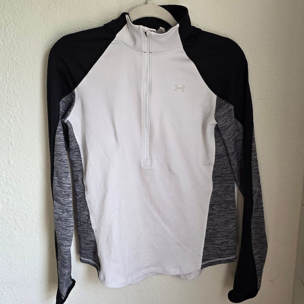 Under Armour Cold Gear White/Grey/Black Half Zip Size M